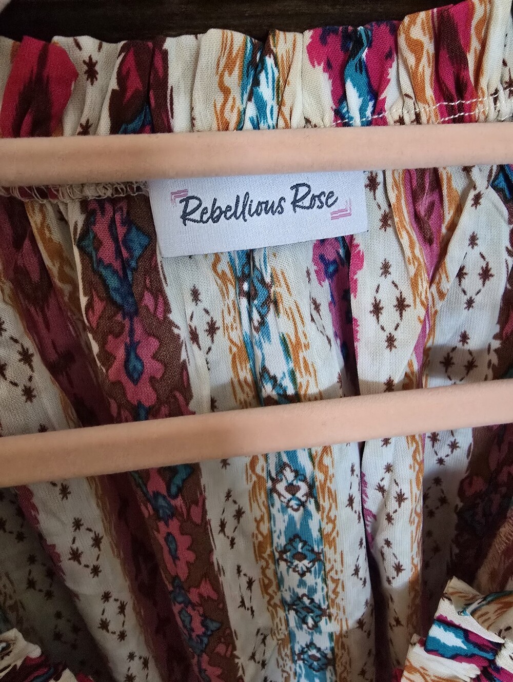 Rebellious Rose Multi-Color Printed Ruffle Blouse - Picture 3 of 8
